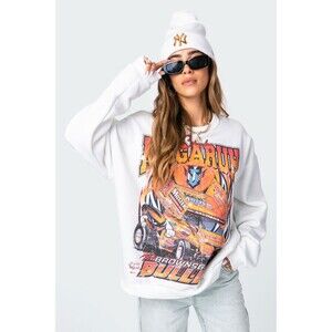 Edikted Streetstyle Fierce Oversize Loose Fit Graphic Groovy Car Sweatshirt S